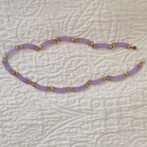 Vintage lavender colored jade 14k 585 bamboo necklace